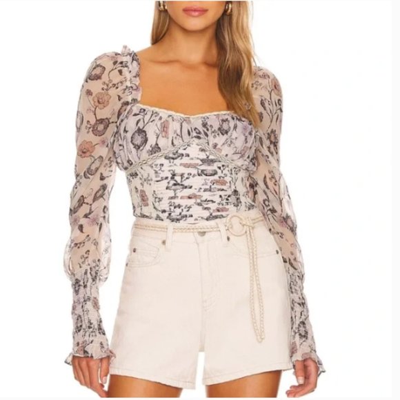 Free People Tops - Free People Intimately Bodysuit w/ sheer long sleeves. Size XS. NWT!